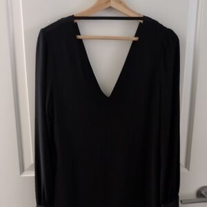 White House Black Market Black Sleeveless V-Neck Top